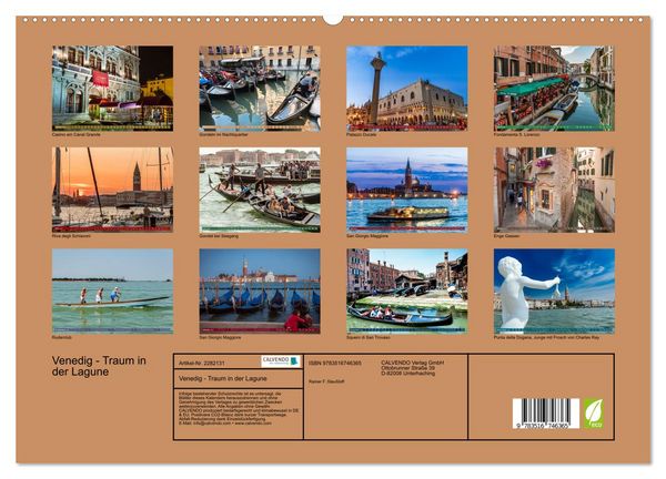 Produktbild: Venedig - Traum in der Lagune (hochwertiger Premium Wandkalender 2026 DIN A2 quer), Kunstdruck in Hochglanz