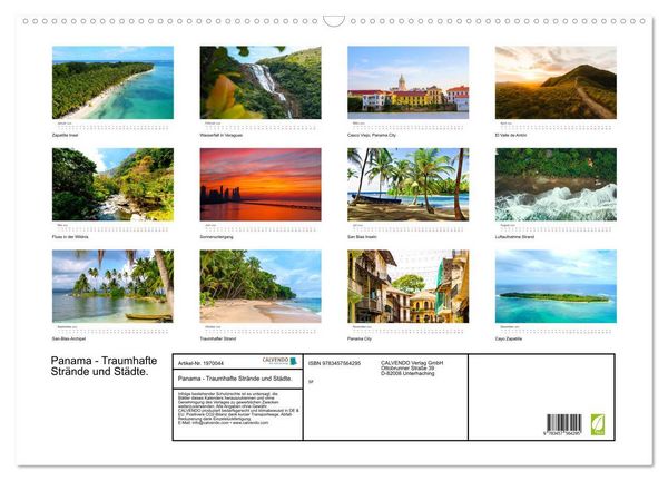 Produktbild: Panama - Traumhafte Str&auml;nde und St&auml;dte. (Wandkalender 2026 DIN A2 quer), CALVENDO Monatskalender