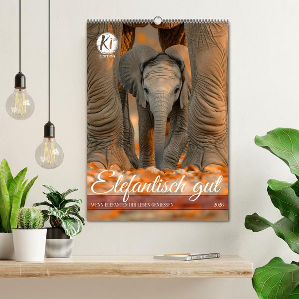 Produktbild: Elefantisch gut (Wandkalender 2026 DIN A2 hoch), CALVENDO Monatskalender