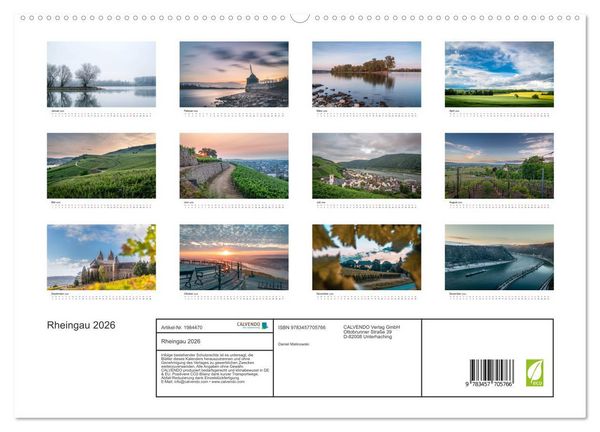 Produktbild: Rheingau 2026 (hochwertiger Premium Wandkalender 2026 DIN A2 quer), Kunstdruck in Hochglanz