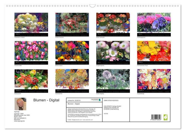 Produktbild: Blumen - Digital (Wandkalender 2026 DIN A2 quer), CALVENDO Monatskalender
