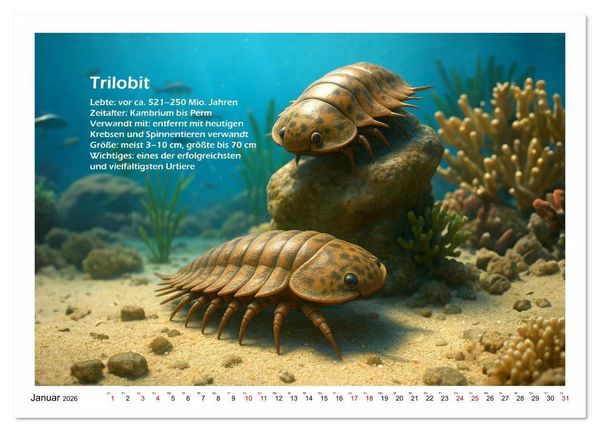 Produktbild: Urige Meerestiere pr&auml;historisch und seltsam (Wandkalender 2026 DIN A3 quer), CALVENDO Monatskalender