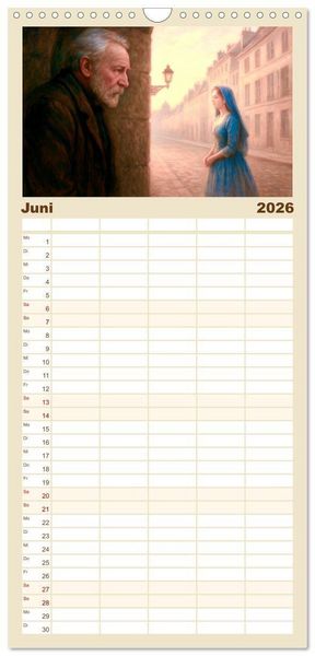 Produktbild: Familienplaner 2026 - Victor Hugo mit 5 Spalten (Wandkalender, 21 x 45 cm) CALVENDO