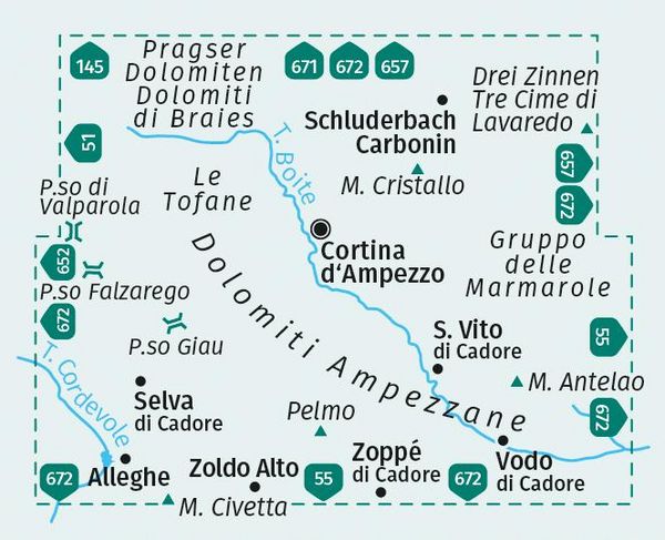 Produktbild: KOMPASS Wanderkarte 654 Cortina d'Ampezzo, Dolomiti Ampezzane, Monte Antelao 1:25.000