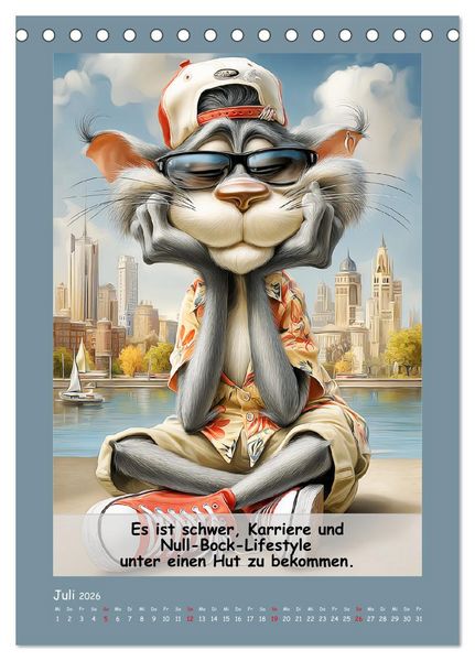 Produktbild: Kratzige Kerle. Trockener Katzenhumor vom Feinsten (Tischkalender 2026 DIN A5 hoch), CALVENDO Monatskalender