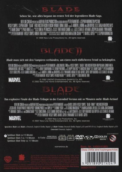 Produktbild: Blade Trilogy [3 DVDs]