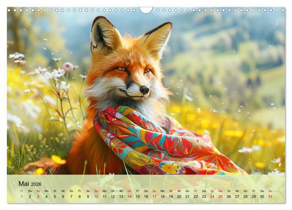Produktbild: Fuchsige Eskapaden. Reineke mit noblen Accessoires (Wandkalender 2026 DIN A3 quer), CALVENDO Monatskalender