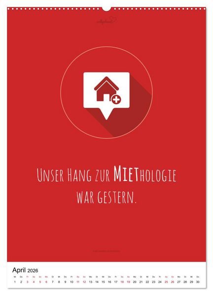 Produktbild: vollgeherzt: Der besondere Kalender f&uuml;r Bauherren mit motivierenden Hausbauzitaten (hochwertiger Premium Wandkalender 2026 DIN A2 hoch), Kunstdruck in Hochglanz