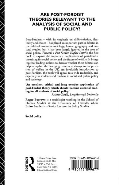 Produktbild: Towards a Post-Fordist Welfare State?