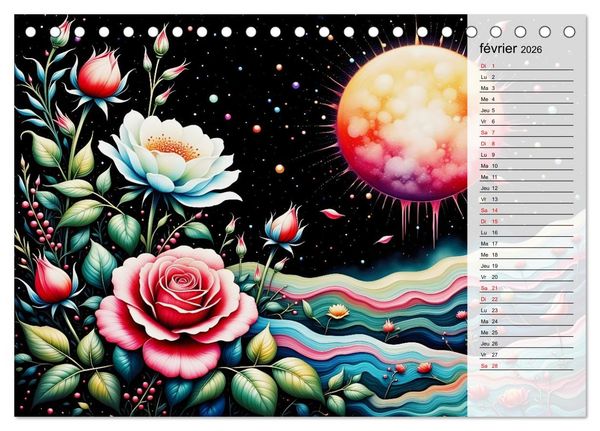 Produktbild: Fleurs de la nuit (Calendrier de bureau 2026 DIN A5 vertical), CALVENDO calendrier mensuel