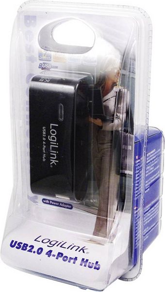 Produktbild: LogiLink UA0085 USB-Hub 4 Port USB-A USB 2.0 480MBit/s Schwarz UA0085