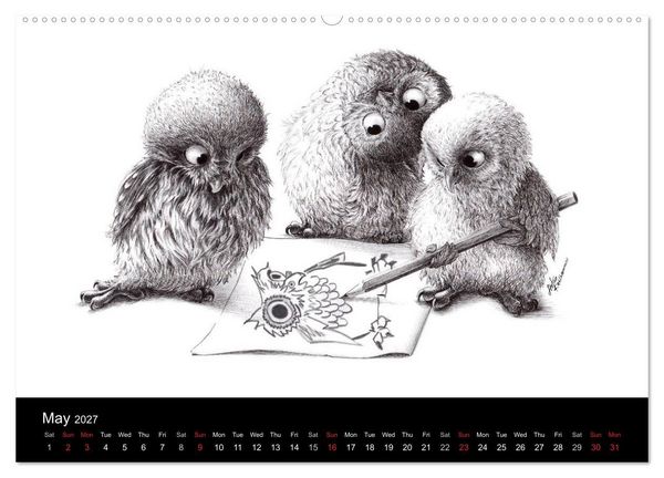 Produktbild: owls & friends 2027 (High Quality Premium Wall Calendar 2027 DIN A2 landscape),CALVENDO 12 Month Wall Calendar