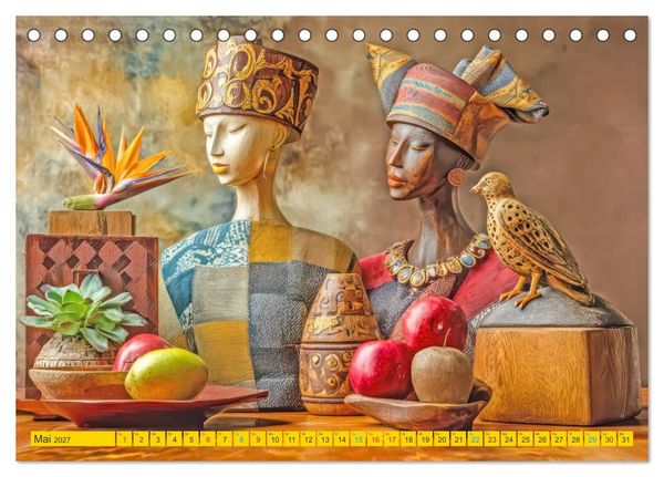Produktbild: Afrikanische Stillleben - Der afrikanischen Kunst nachempfunden (Tischkalender 2027 DIN A5 quer), CALVENDO Monatskalender