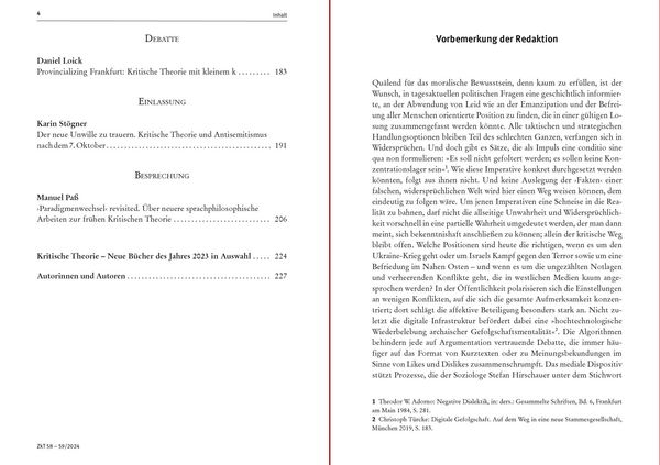 Produktbild: Zeitschrift f&uuml;r kritische Theorie / Heft 58/59 (2024)