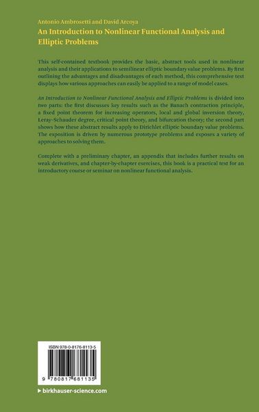 Produktbild: An Introduction to Nonlinear Functional Analysis and Elliptic Problems
