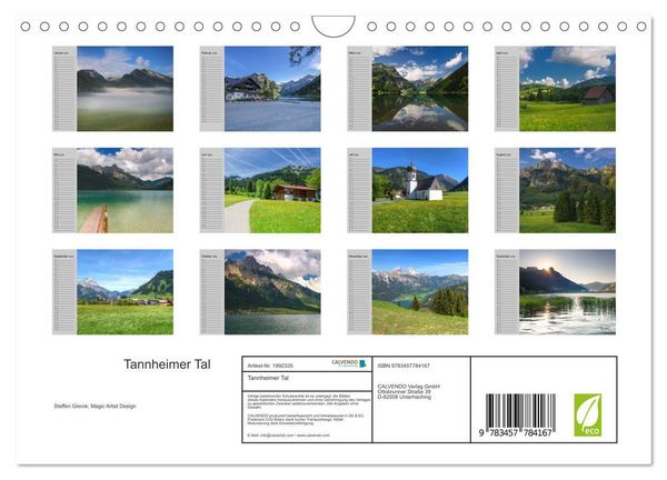 Produktbild: Tannheimer Tal (Wandkalender 2026 DIN A4 quer), CALVENDO Monatskalender