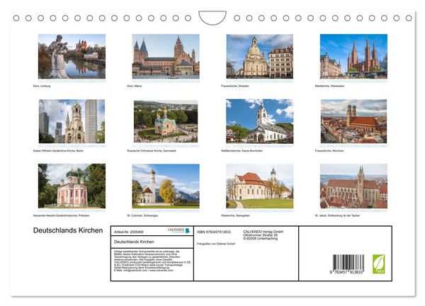 Produktbild: Deutschlands Kirchen (Wandkalender 2026 DIN A4 quer), CALVENDO Monatskalender