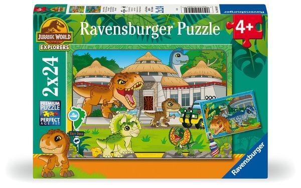 Produktbild: Kinderpuzzle 2x24 Teile - Jurassic Park - Leben in der Wildnis