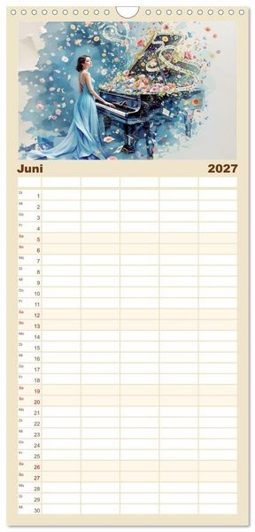 Produktbild: Familienplaner 2027 - Piano der Tr&auml;ume mit 5 Spalten (Wandkalender, 21 x 45 cm) CALVENDO