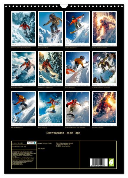 Produktbild: Snowboarden - coole Tage (Wandkalender 2026 DIN A3 hoch), CALVENDO Monatskalender