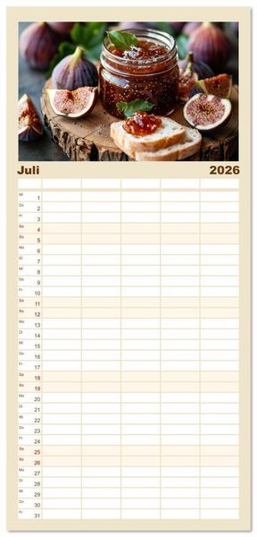 Produktbild: Familienplaner 2026 - Ein Jahr im Paradies der Konfit&uuml;ren mit 5 Spalten (Wandkalender, 21 x 45 cm) CALVENDO