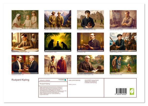 Produktbild: Rudyard Kipling (hochwertiger Premium Wandkalender 2026 DIN A2 quer), Kunstdruck in Hochglanz