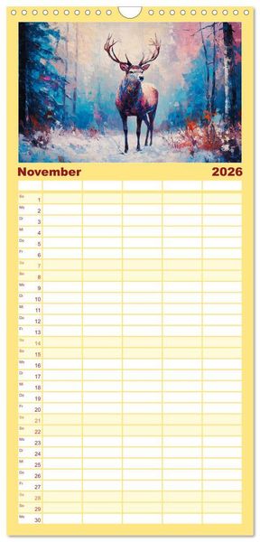Produktbild: Familienplaner 2026 - Wilde Sch&ouml;nheiten. Ein Jahr mit majest&auml;tischen Tieren mit 5 Spalten (Wandkalender, 21 x 45 cm) CALVENDO