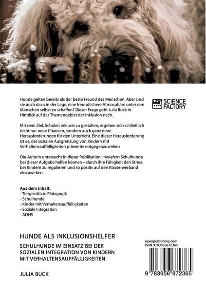 Produktbild: Hunde als Inklusionshelfer. Schulhunde im Einsatz bei der sozialen Integration von Kindern mit Verhaltensauff&auml;lligkeiten