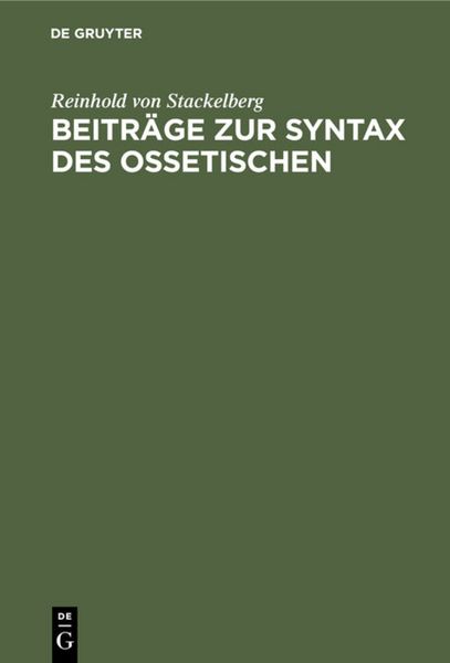 Produktbild: Beitr&auml;ge zur Syntax des Ossetischen