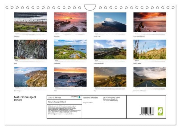 Produktbild: Naturschauspiel Irland (Wandkalender 2026 DIN A4 quer), CALVENDO Monatskalender