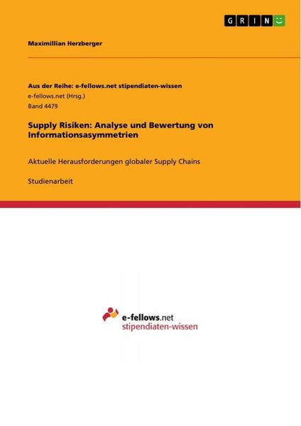 Produktbild: Supply Risiken: Analyse und Bewertung von Informationsasymmetrien