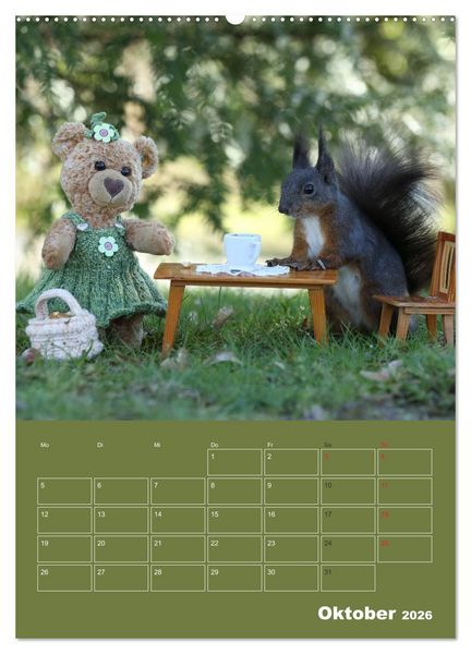 Produktbild: Eichh&ouml;rnchen - Abenteuer mit Freund Teddy (Wandkalender 2026 DIN A2 hoch), CALVENDO Monatskalender