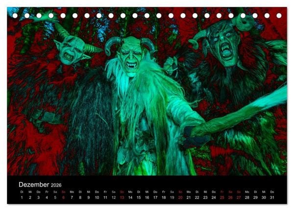 Produktbild: Perchten und Krampusse im Voralpenland (Tischkalender 2026 DIN A5 quer), CALVENDO Monatskalender
