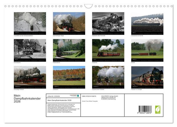Produktbild: Mein Dampfbahnkalender 2026 (Wandkalender 2026 DIN A3 quer), CALVENDO Monatskalender