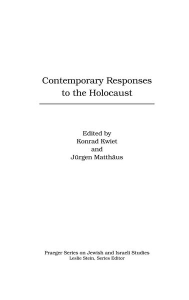 Produktbild: Contemporary Responses to the Holocaust