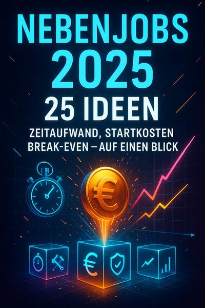 Produktbild: Nebenjobs 2025: 25 Ideen - Zeitaufwand, Startkosten, Break-even-auf einen Blick.