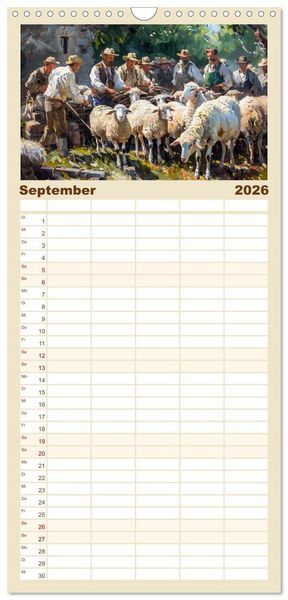 Produktbild: Familienplaner 2026 - Facetten des alten Landlebens mit 5 Spalten (Wandkalender, 21 x 45 cm) CALVENDO