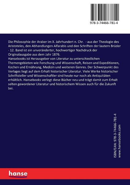 Produktbild: Die Philosophie der Araber im X. Jahrhundert n. Chr.