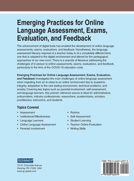 Produktbild: Emerging Practices for Online Language Assessment, Exams, Evaluation, and Feedback