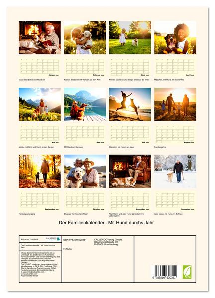Produktbild: Der Familienkalender - Mit Hund durchs Jahr (Wandkalender 2026 DIN A3 hoch), CALVENDO Monatskalender