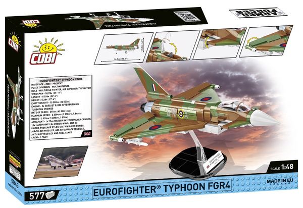 Produktbild: COBI Armed Forces 5843 - RAF Typhoon FGR4 GiNA, Bausatz 1:48, 577 Klemmbausteine