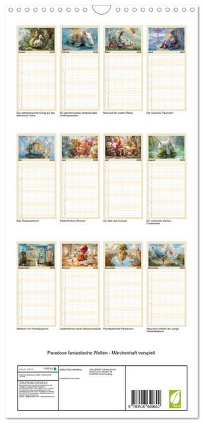 Produktbild: Familienplaner 2026 - Paradoxe fantastische Welten - M&auml;rchenhaft verspielt mit 5 Spalten (Wandkalender, 21 x 45 cm) CALVENDO