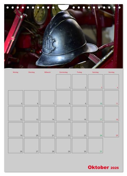 Produktbild: Alte Feuerwehrhelme - Terminplaner (Wandkalender 2026 DIN A4 hoch), CALVENDO Monatskalender