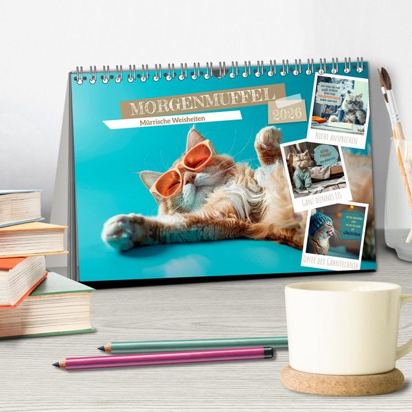 Produktbild: MORGENMUFFEL M&uuml;rrische Weisheiten (Tischkalender 2026 DIN A5 quer), CALVENDO Monatskalender