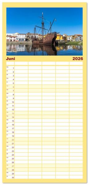 Produktbild: Familienplaner 2026 - Portugal mit 5 Spalten (Wandkalender, 21 x 45 cm) CALVENDO