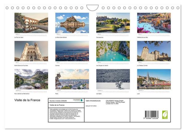 Produktbild: Visite de la France (Calendrier mural 2027 DIN A4 vertical), CALVENDO calendrier mensuel