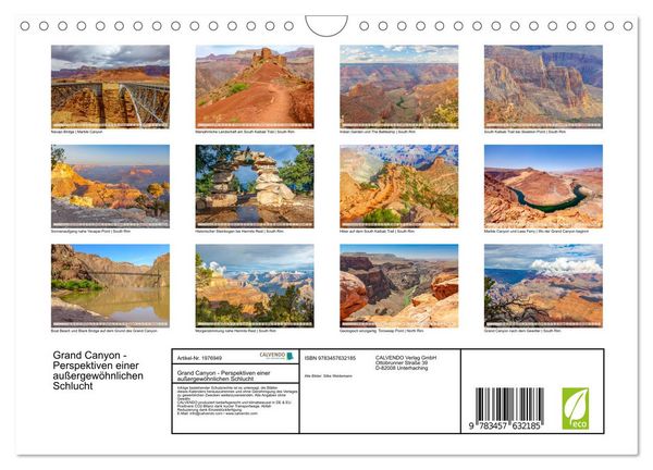 Produktbild: Grand Canyon - Perspektiven einer au&szlig;ergew&ouml;hnlichen Schlucht (Wandkalender 2026 DIN A4 quer), CALVENDO Monatskalender