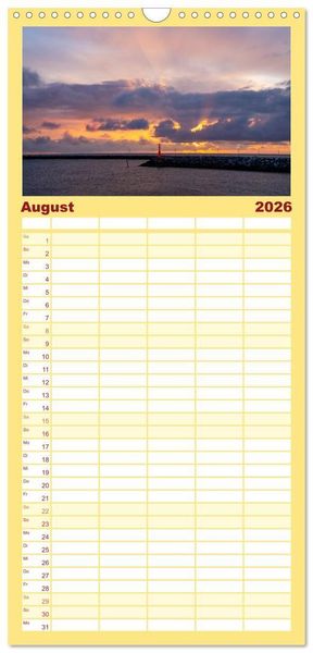 Produktbild: Familienplaner 2026 - Westj&uuml;tland - D&auml;nemarks Westen erleben mit 5 Spalten (Wandkalender, 21 x 45 cm) CALVENDO