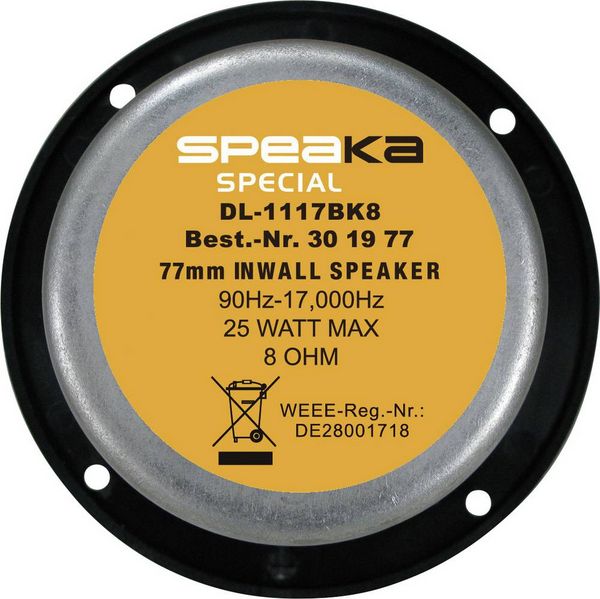 Produktbild: SpeaKa Professional DL-1117 Einbaulautsprecher 25W 8Ω Schwarz 1St.