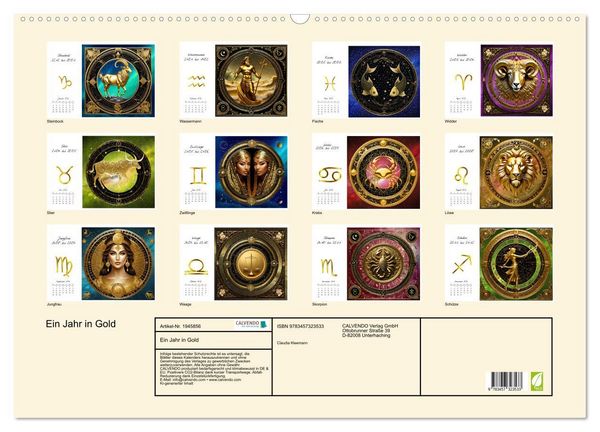Produktbild: Ein Jahr in Gold (Wandkalender 2026 DIN A2 quer), CALVENDO Monatskalender